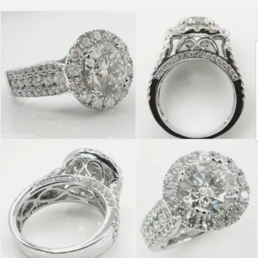 BRAND NEW 18K WHITE GOLD ROUND DIAMOND HALO RING - Picture 2 of 9